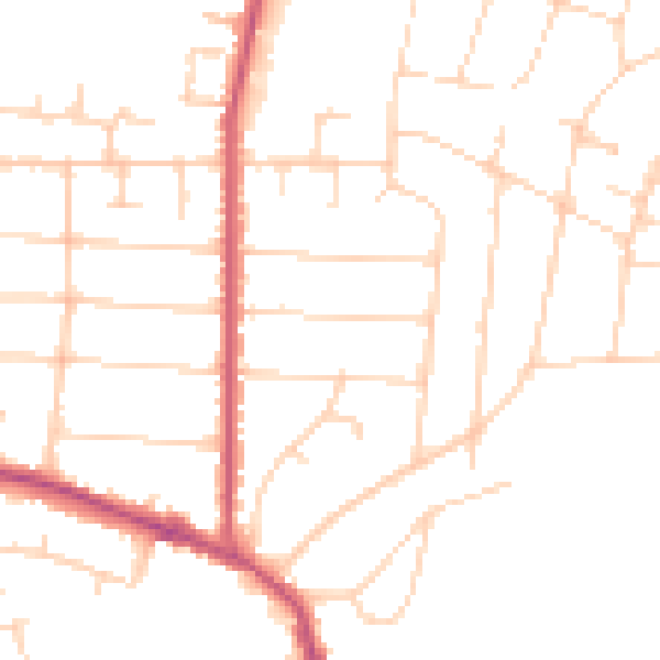 Daytime road noise heatmap for SS7 1DU