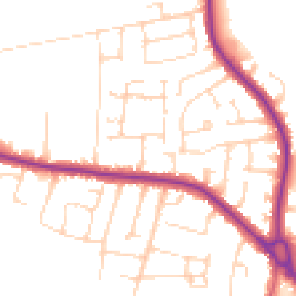 Daytime road noise heatmap for SS7 1DW
