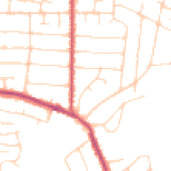 Daytime road noise heatmap for SS7 1EB