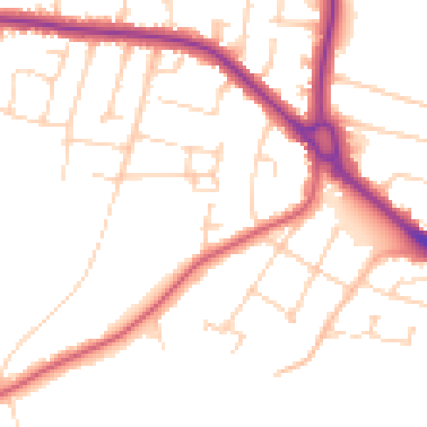 Daytime road noise heatmap for SS7 1QJ