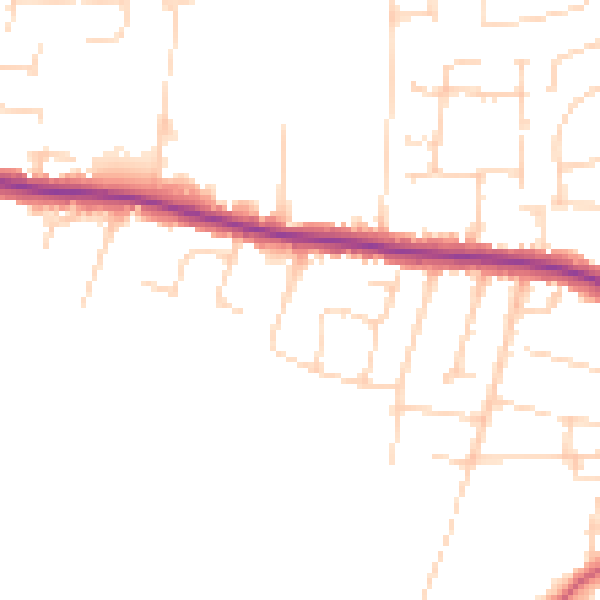 Daytime road noise heatmap for SS7 1TL