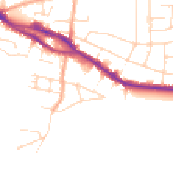 Daytime road noise heatmap for SS7 2AZ