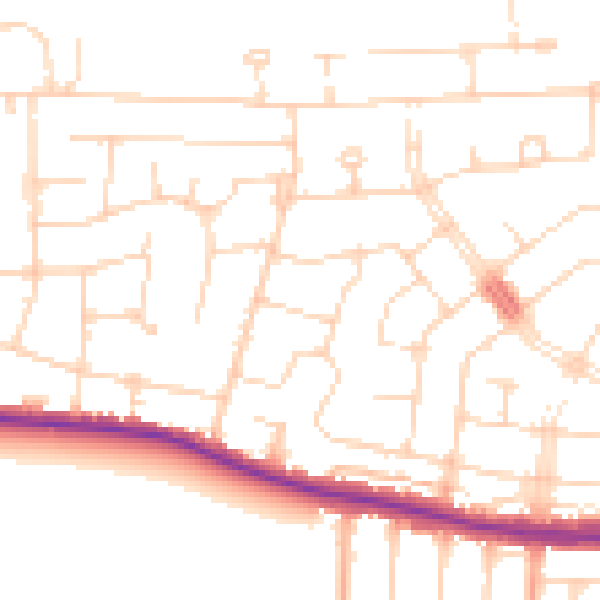 Daytime road noise heatmap for SS7 2EN