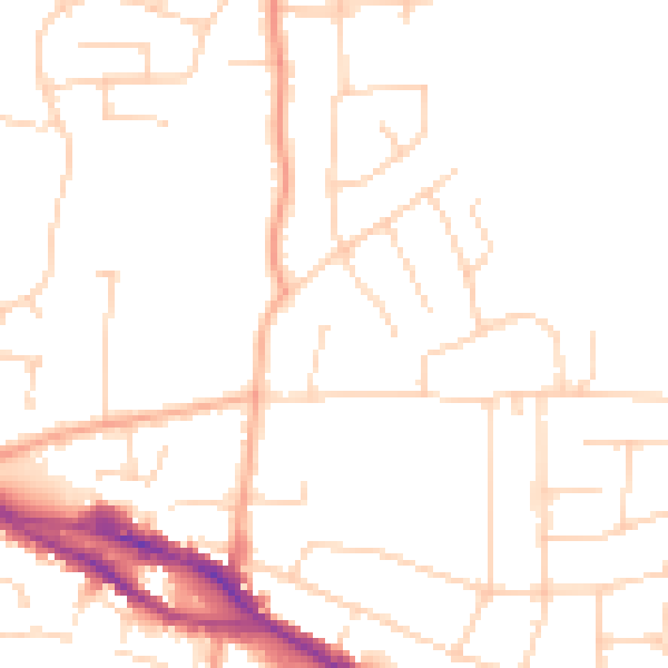 Daytime road noise heatmap for SS7 2JR