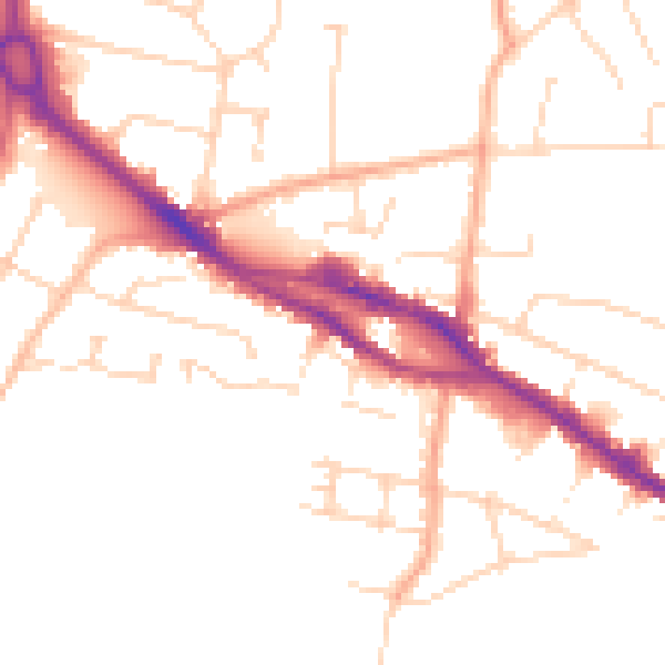 Daytime road noise heatmap for SS7 2PB
