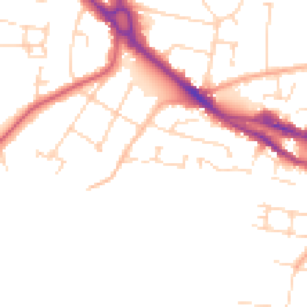 Daytime road noise heatmap for SS7 2QA