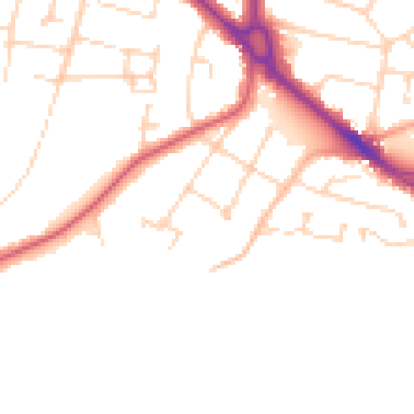 Daytime road noise heatmap for SS7 2QJ