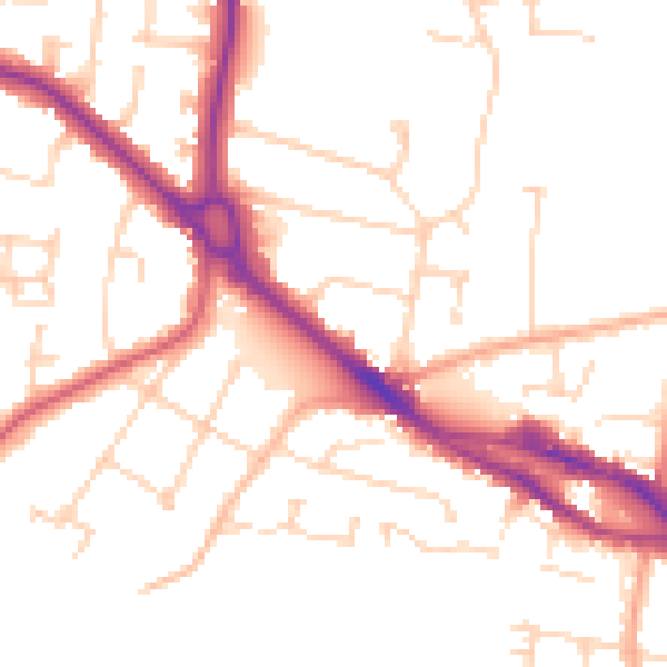 Daytime road noise heatmap for SS7 2QL