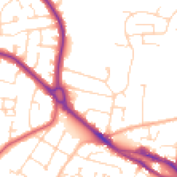 Daytime road noise heatmap for SS7 2RR