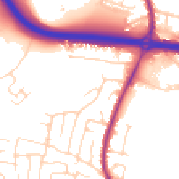 Daytime road noise heatmap for SS7 3SF