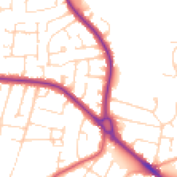 Daytime road noise heatmap for SS7 3YQ