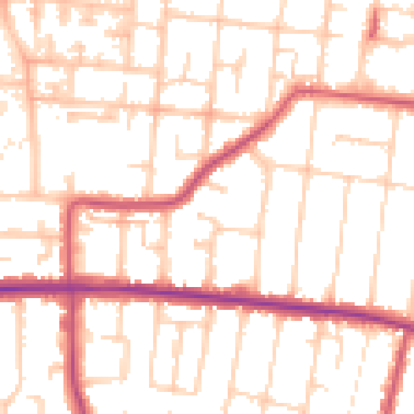 Daytime road noise heatmap for SS7 4BB