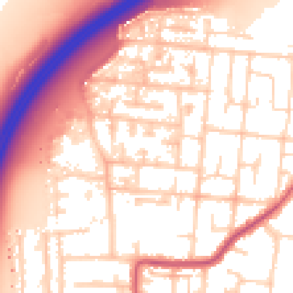 Daytime road noise heatmap for SS7 4BQ