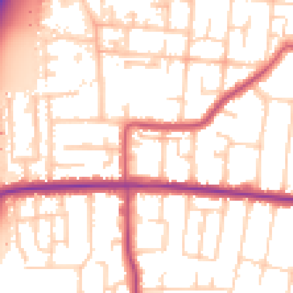 Daytime road noise heatmap for SS7 4BZ