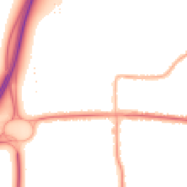 Night-time road noise heatmap for SS7 4DA