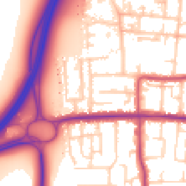 Daytime road noise heatmap for SS7 4DB