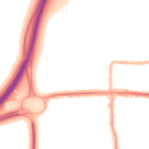 Night-time road noise heatmap for SS7 4DB