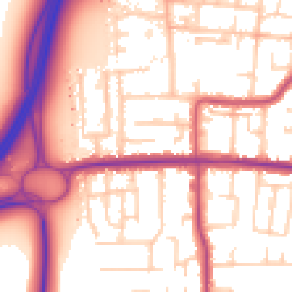 Daytime road noise heatmap for SS7 4DD