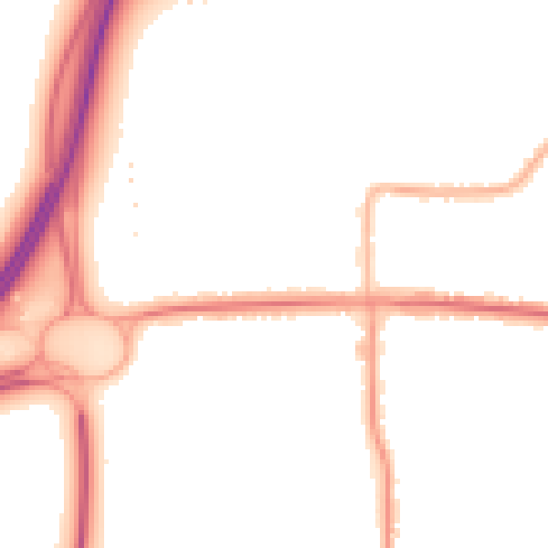 Night-time road noise heatmap for SS7 4DD