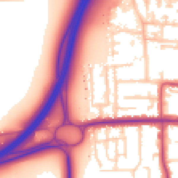 Daytime road noise heatmap for SS7 4DG
