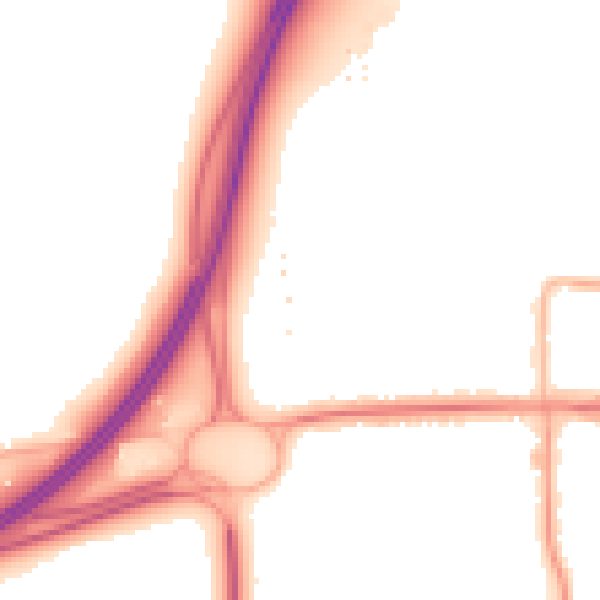 Night-time road noise heatmap for SS7 4DG