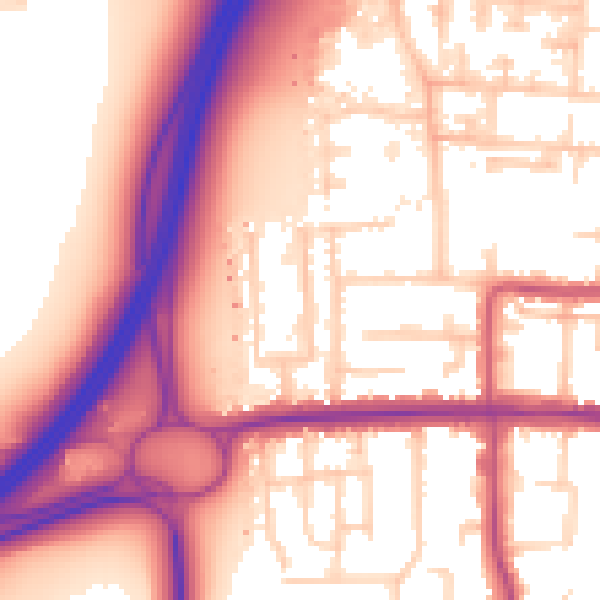 Daytime road noise heatmap for SS7 4DJ