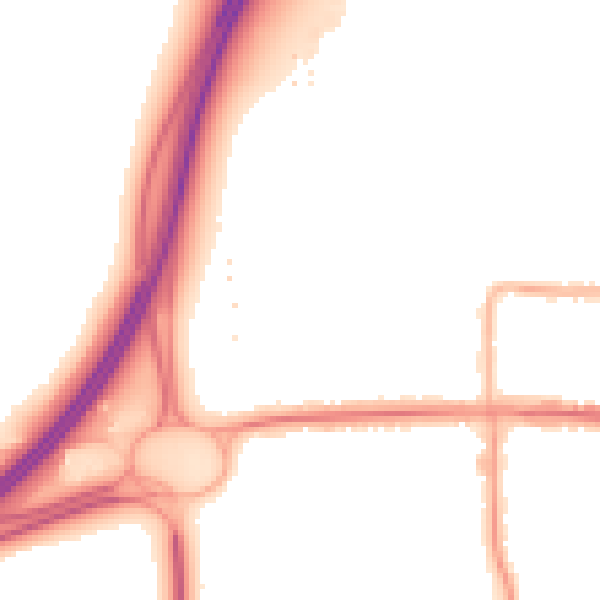 Night-time road noise heatmap for SS7 4DJ