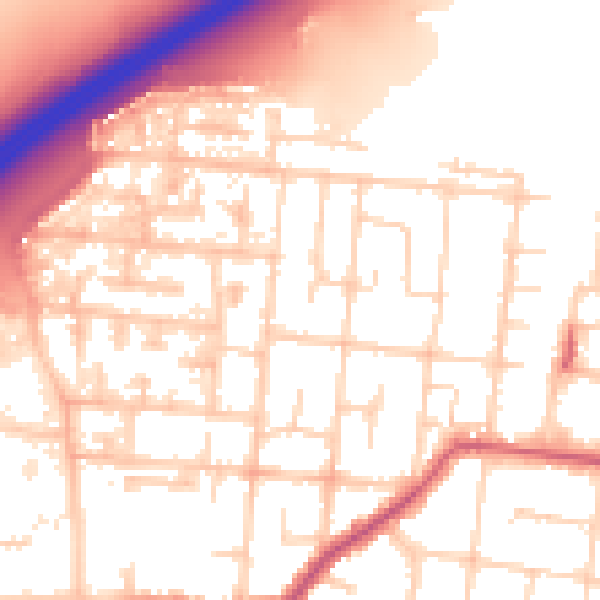 Daytime road noise heatmap for SS7 4JS