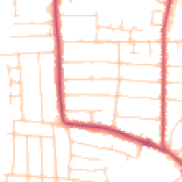 Daytime road noise heatmap for SS7 5NU