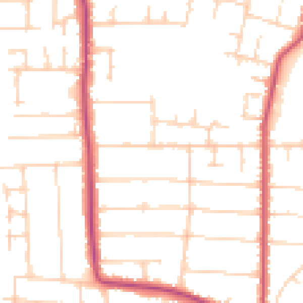 Daytime road noise heatmap for SS7 5RB
