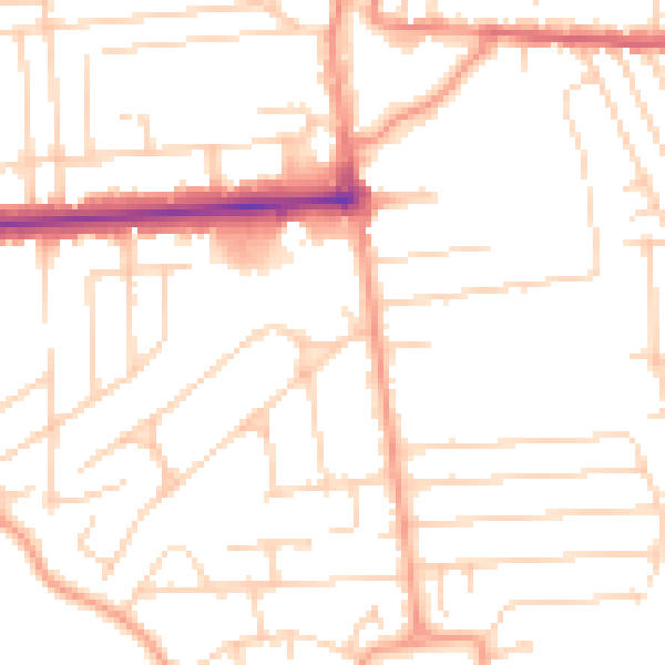 Daytime road noise heatmap for SS8 0AA