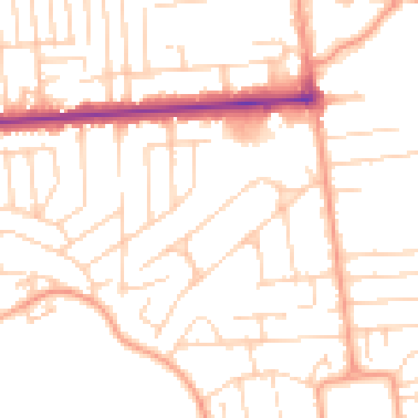 Daytime road noise heatmap for SS8 0AB