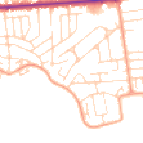 Daytime road noise heatmap for SS8 0AE