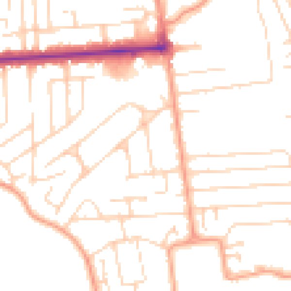 Daytime road noise heatmap for SS8 0AJ