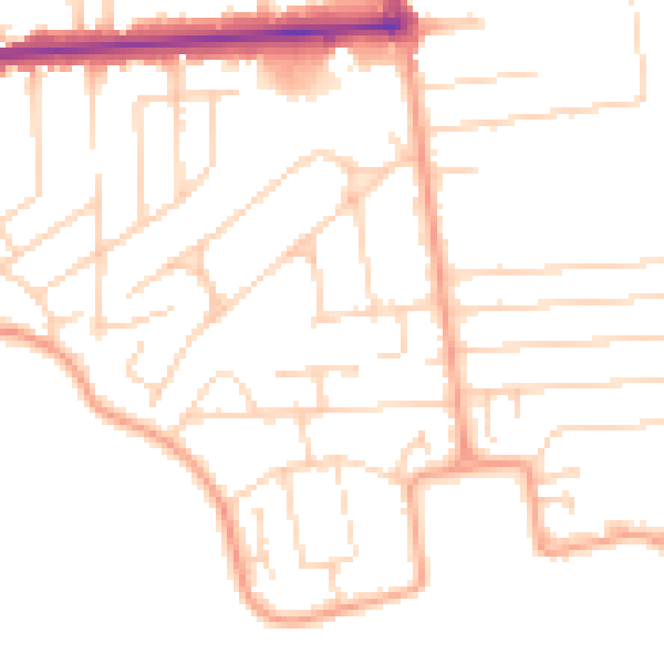 Daytime road noise heatmap for SS8 0AL