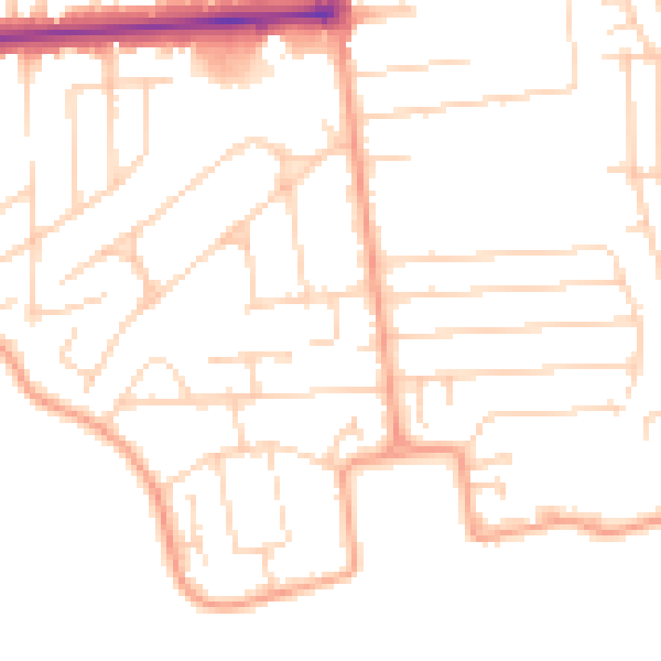 Daytime road noise heatmap for SS8 0AN