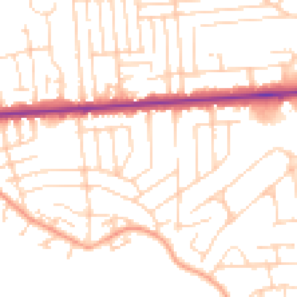Daytime road noise heatmap for SS8 0BP