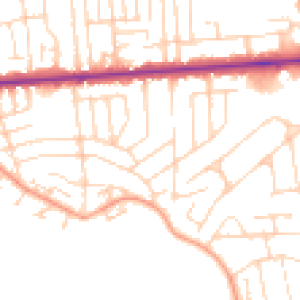 Daytime road noise heatmap for SS8 0BT