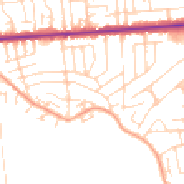 Daytime road noise heatmap for SS8 0BU