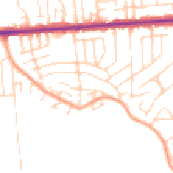 Daytime road noise heatmap for SS8 0BZ