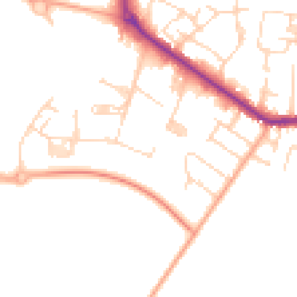 Daytime road noise heatmap for SS8 0DD