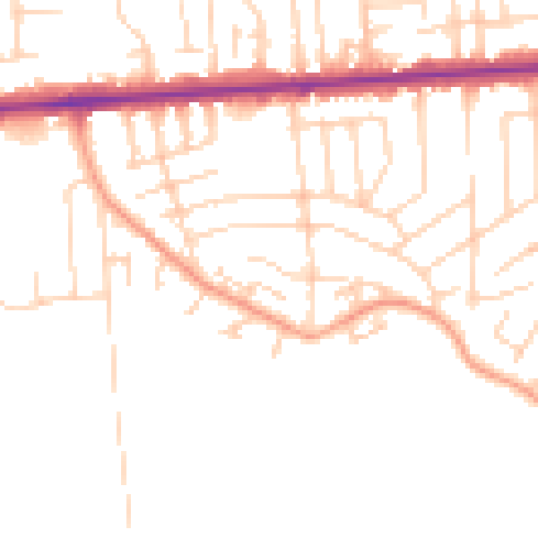 Daytime road noise heatmap for SS8 0DE