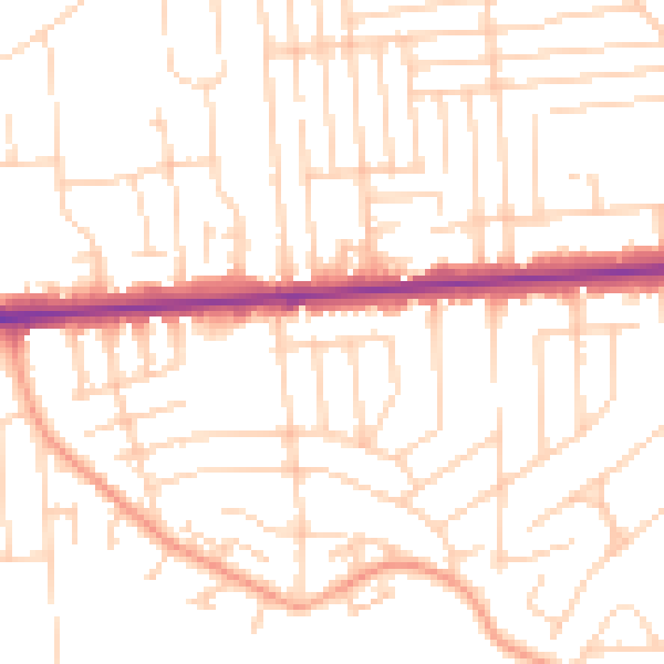 Daytime road noise heatmap for SS8 0DG