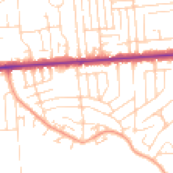 Daytime road noise heatmap for SS8 0DH