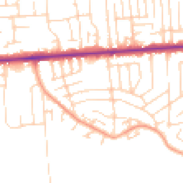 Daytime road noise heatmap for SS8 0DN