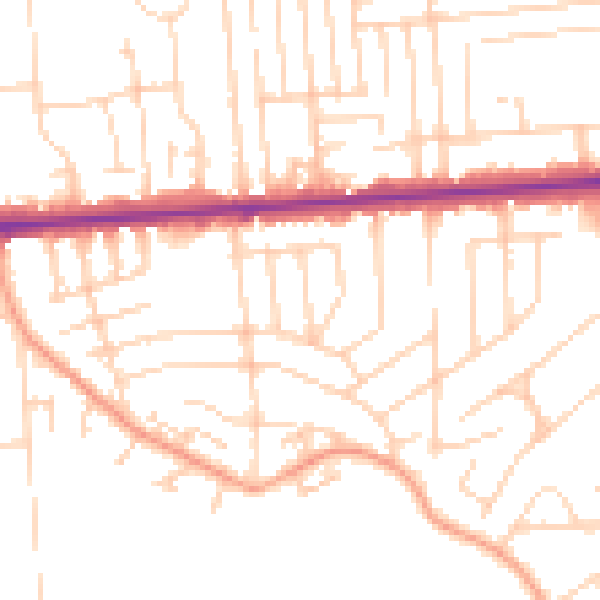 Daytime road noise heatmap for SS8 0DQ