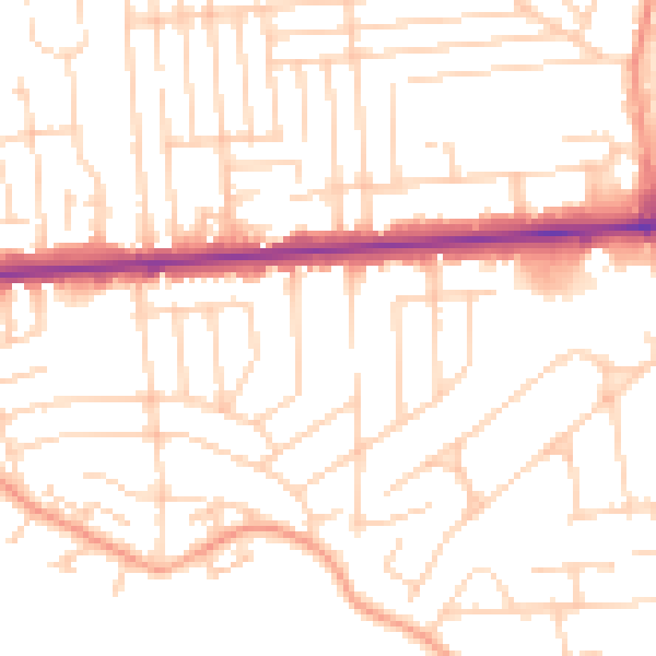 Daytime road noise heatmap for SS8 0DR