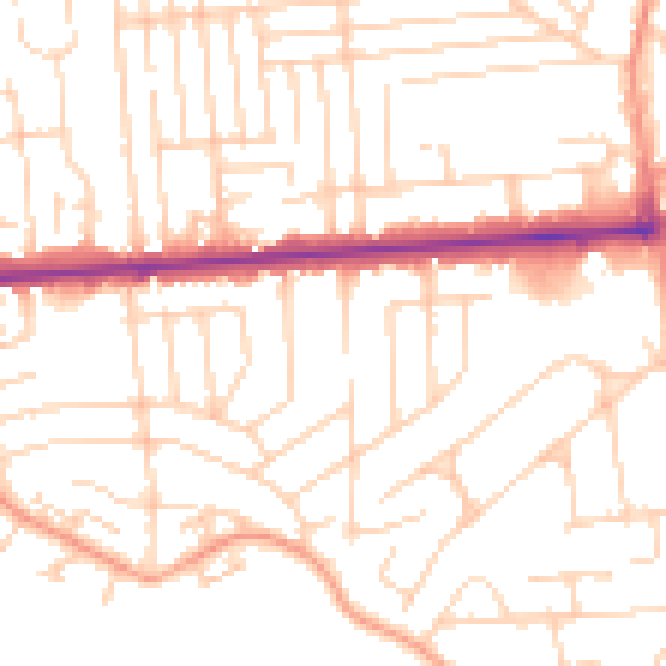 Daytime road noise heatmap for SS8 0DS