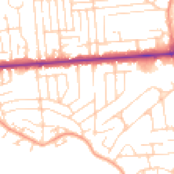 Daytime road noise heatmap for SS8 0DU
