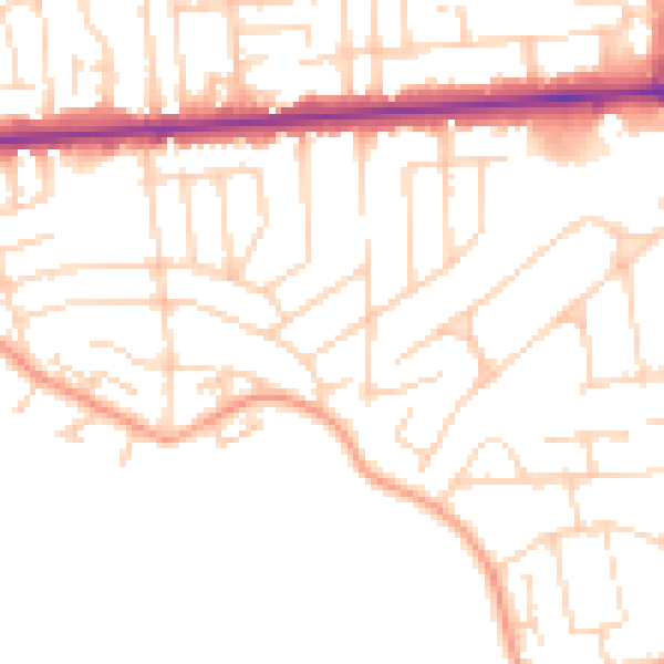 Daytime road noise heatmap for SS8 0DX